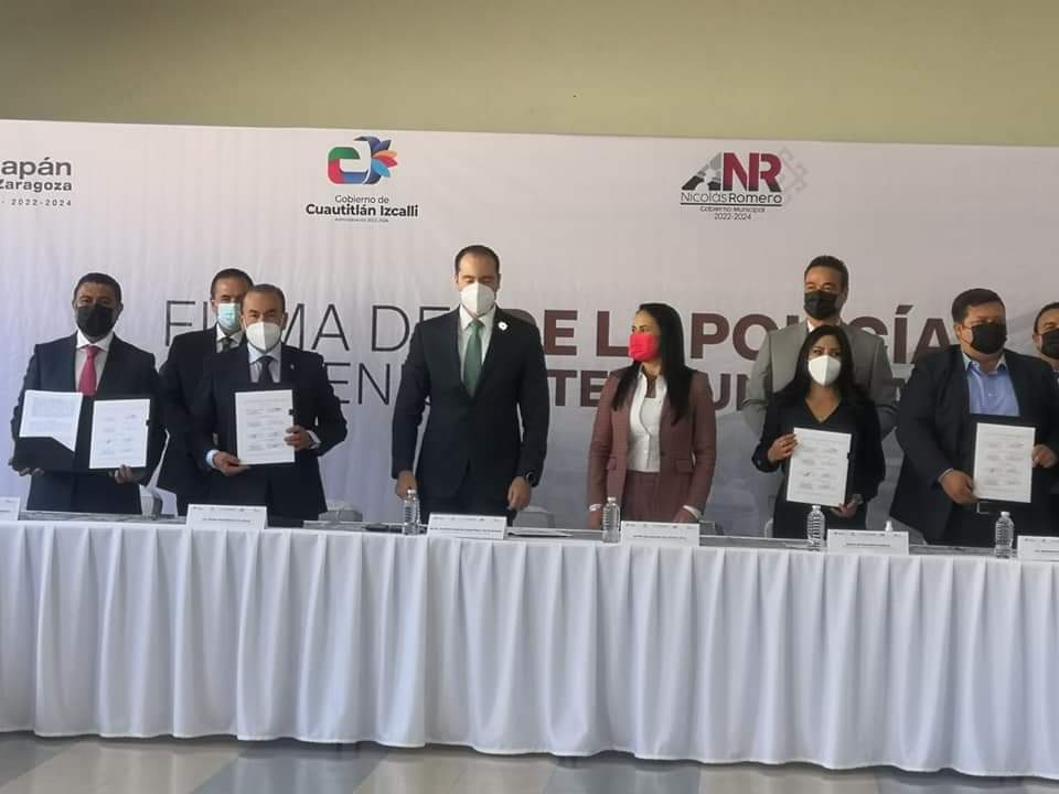 FIRMA DE CONVENIO DE LA POLICÍA INTERMUNICIPAL, CON , TLALNE, IZCALLI, ATIZAPÁN Y NICOLÁS ROMERO