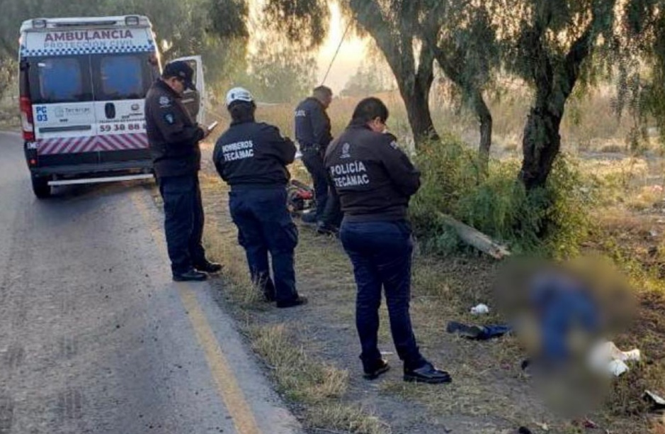 PIERDE LA VIDA UN MOTOCICLISTA EN TECÁMAC POR EXCESO DE VELOCIDAD, SE ESTRELLA  CONTRA UN ÁRBOL