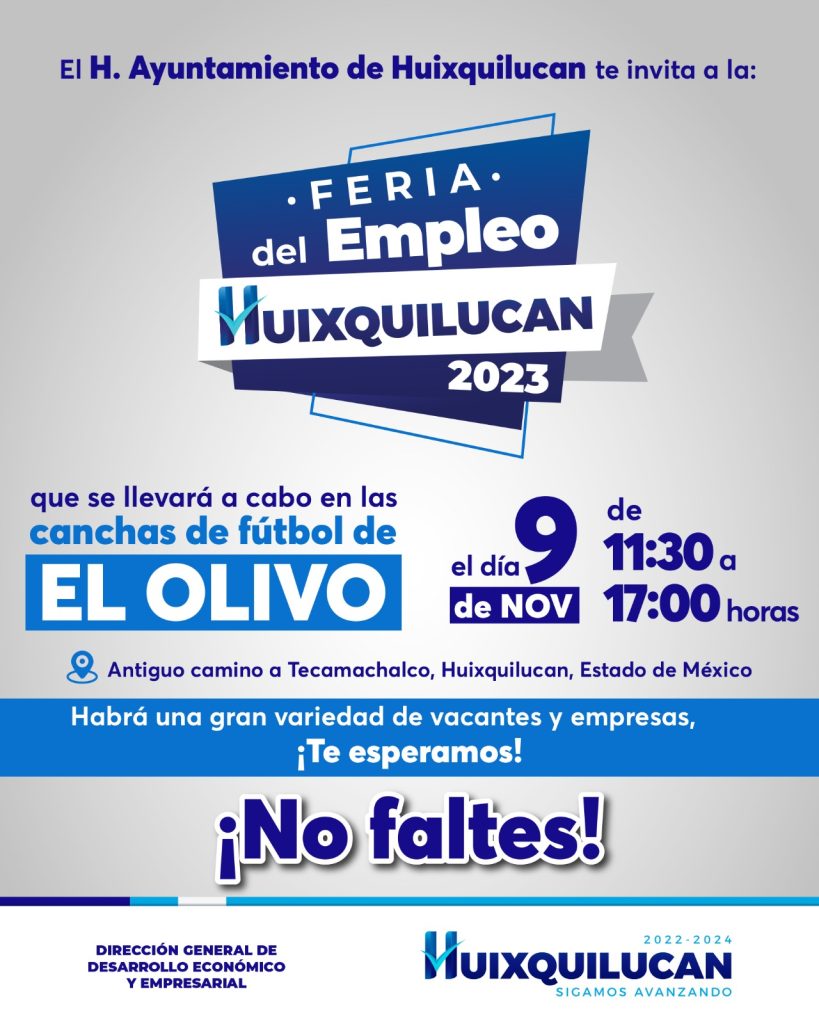 INVITA HUIXQUILUCAN A LA SEGUNDA FERIA DEL EMPLEO 2023