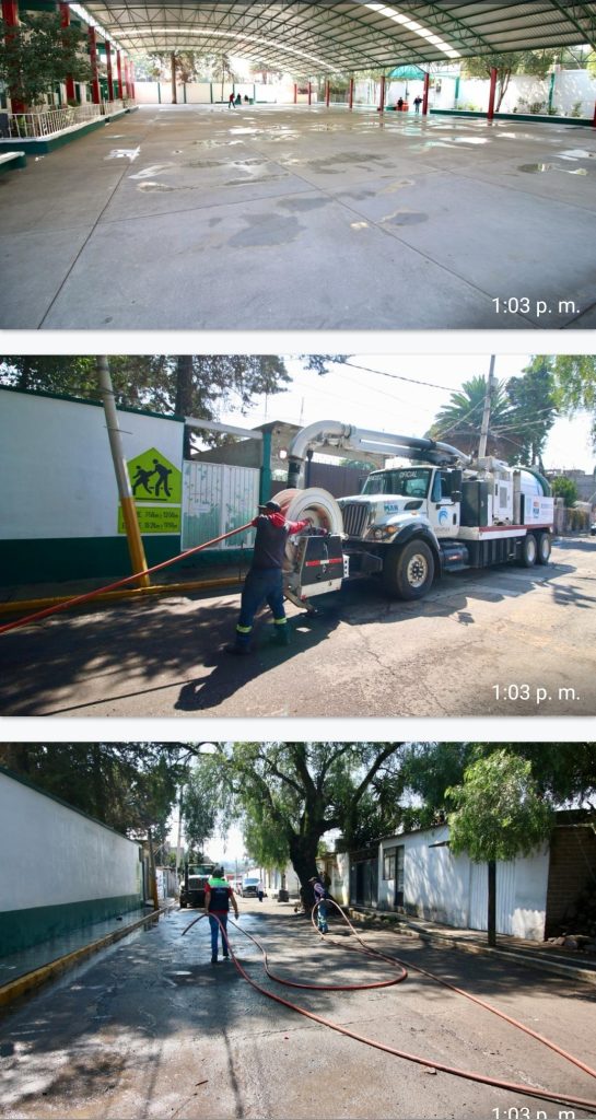 GOBIERNO MUNICIPAL DE ACOLMAN LIMPIA ESCUELA AFECTADA TRAS INUNDACIÓN